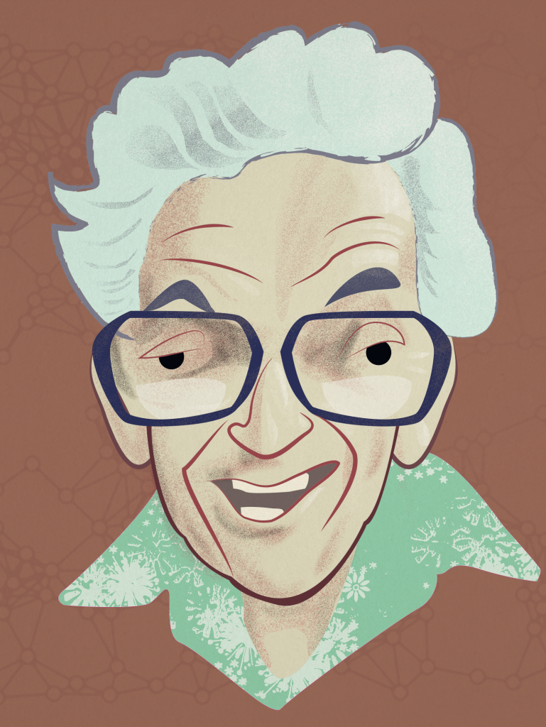 Cartoon portrait of the mathematician Paul Erdős